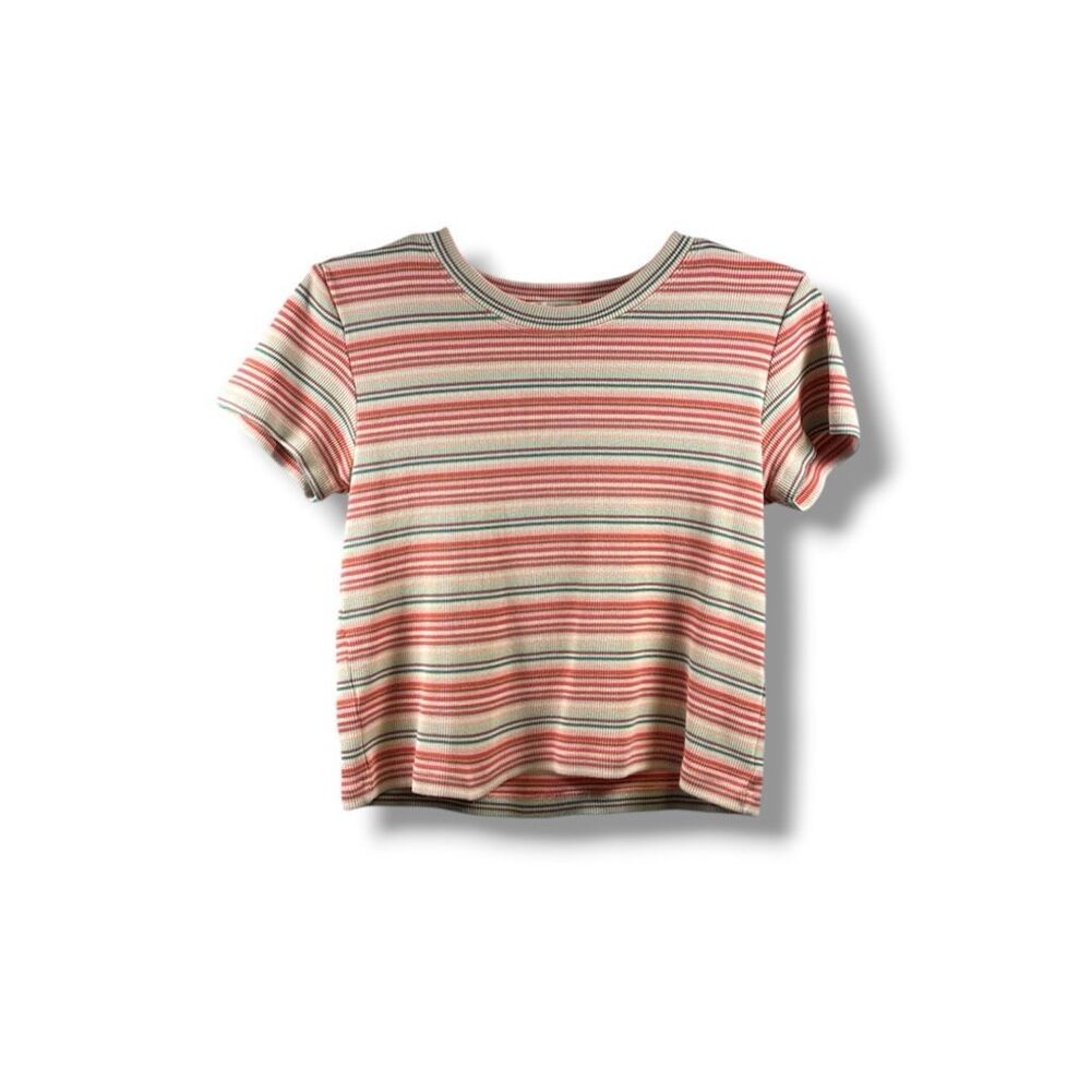 Marine Layer Striped Short Sleeve Cropped in Multicolor Size S